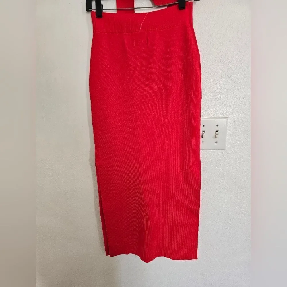 NWT Maeve By Anthropologie Knitted Red Skirt Size Small - Picture 10 of 13